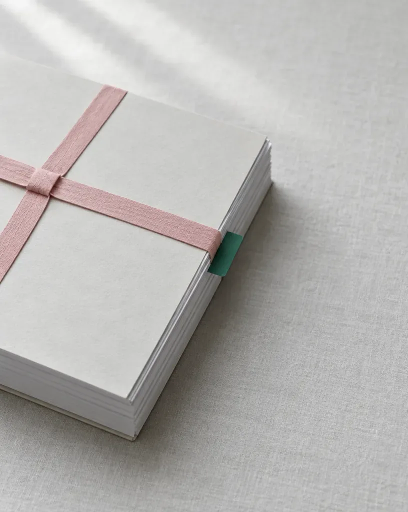 Illustration: a legal brief tied in pink tape with a green index tab